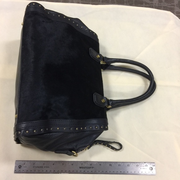 Black leather and calf hair handbag by orYANY - Picture 3 of 8